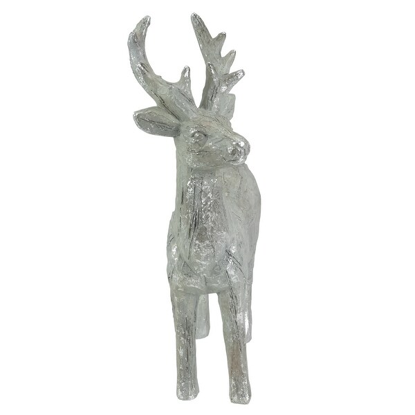 10.5 Gray and Silver Faux Wood Grain Standing Deer Christmas Figure