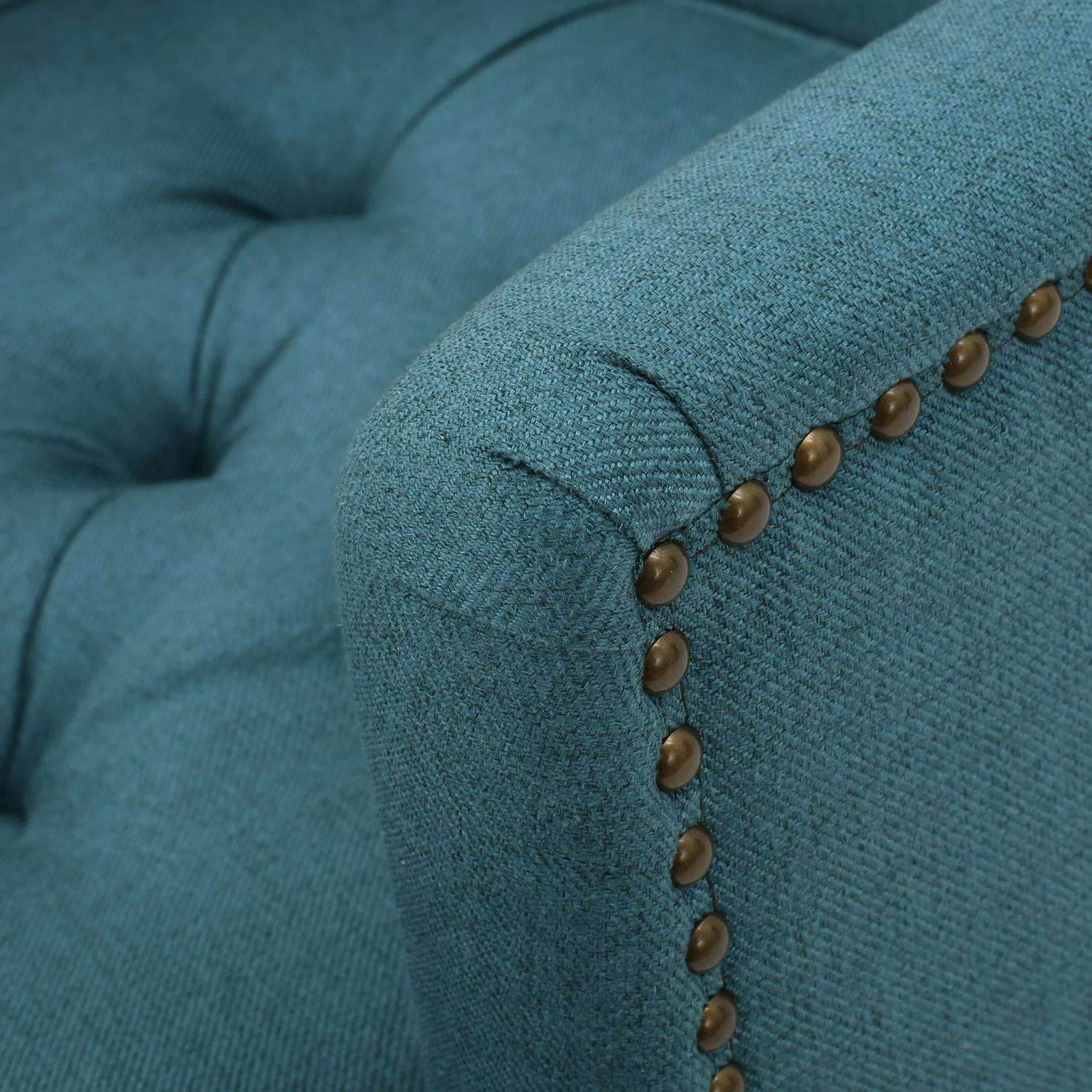 Noble House Madrid Dark Teal Fabric Club Chair Blue  Crowdfused