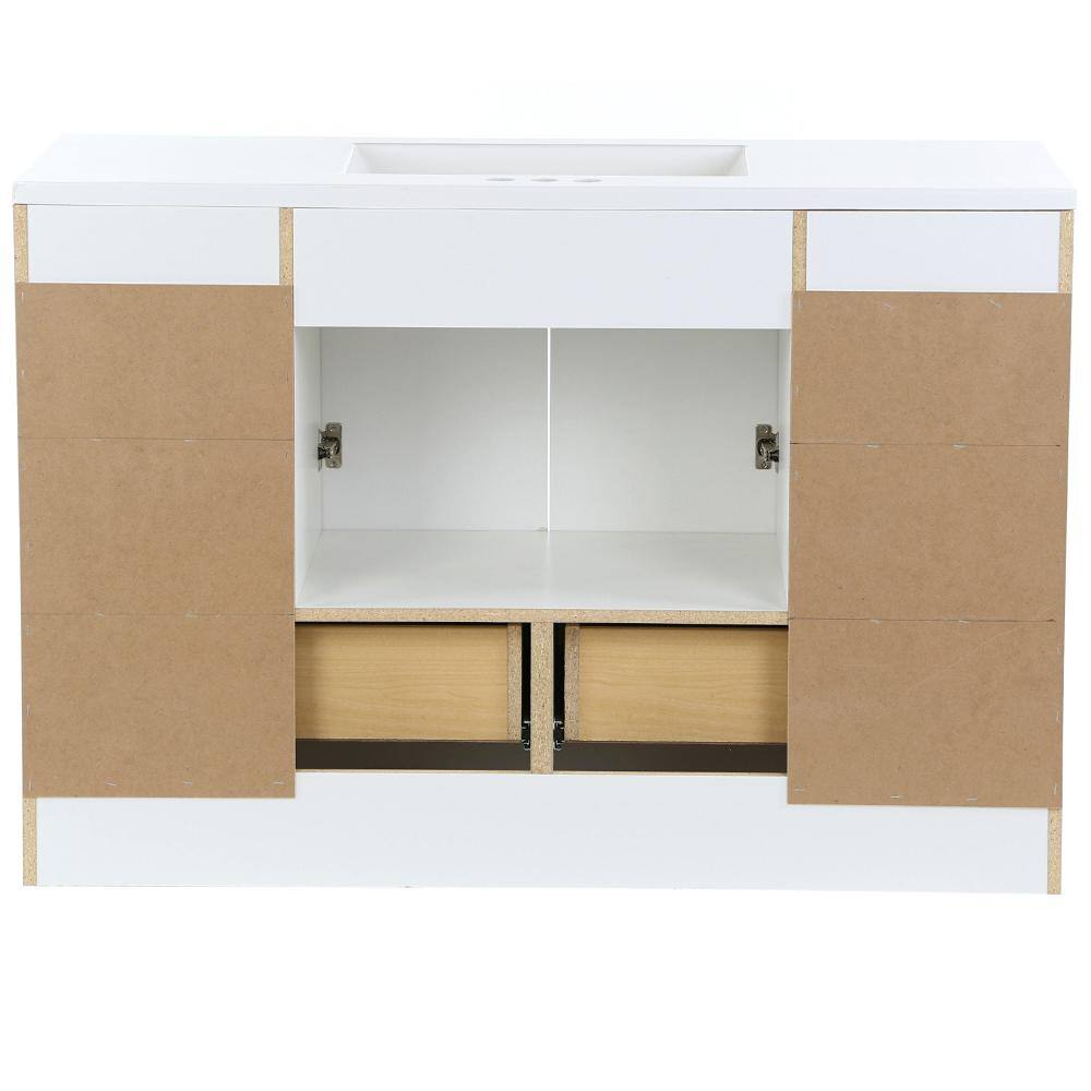 Glacier Bay Lancaster 48 in. W x 19 in. D Shaker Bath Vanity in White with White Cultured Marble Top LC48P2-WH