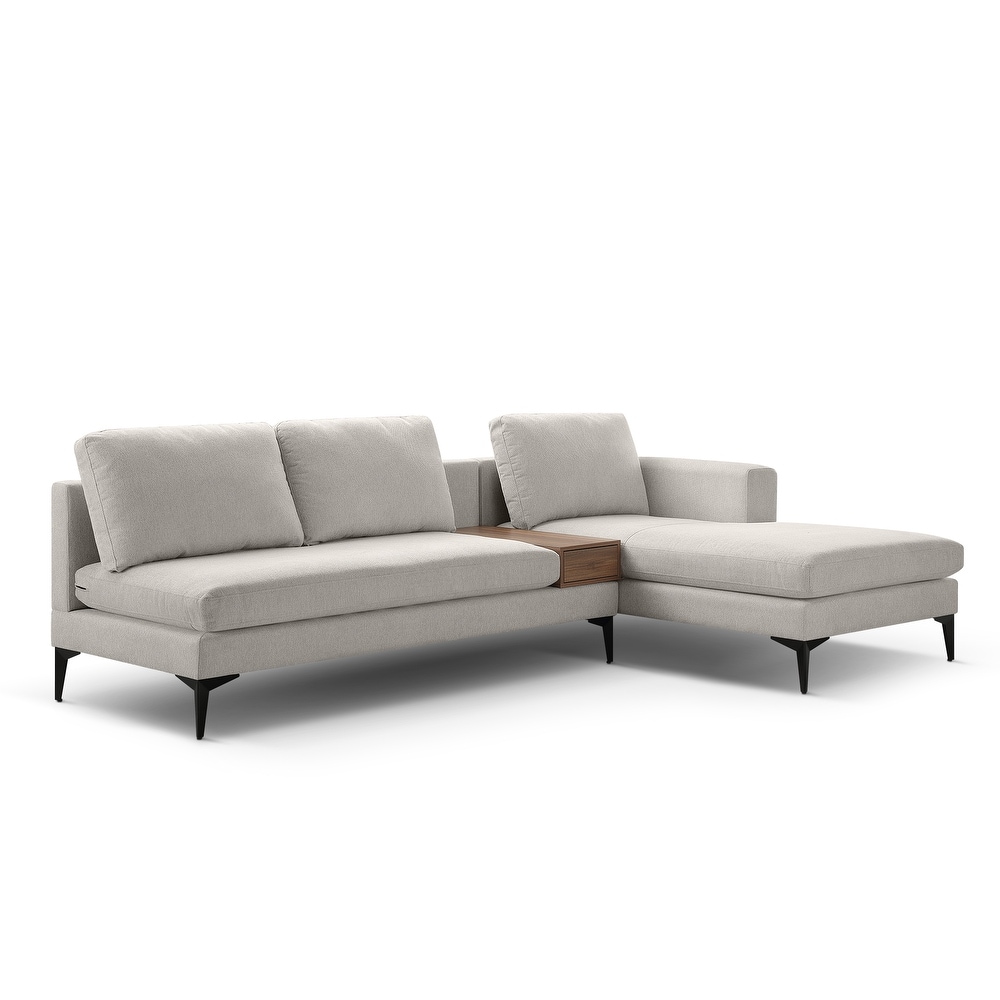 Reversible Recliner Sofa  Beige L shaped Sectional Sofa with Chaise and Drawer Coffee Table  Loveseat+Chaise Set with Pillows