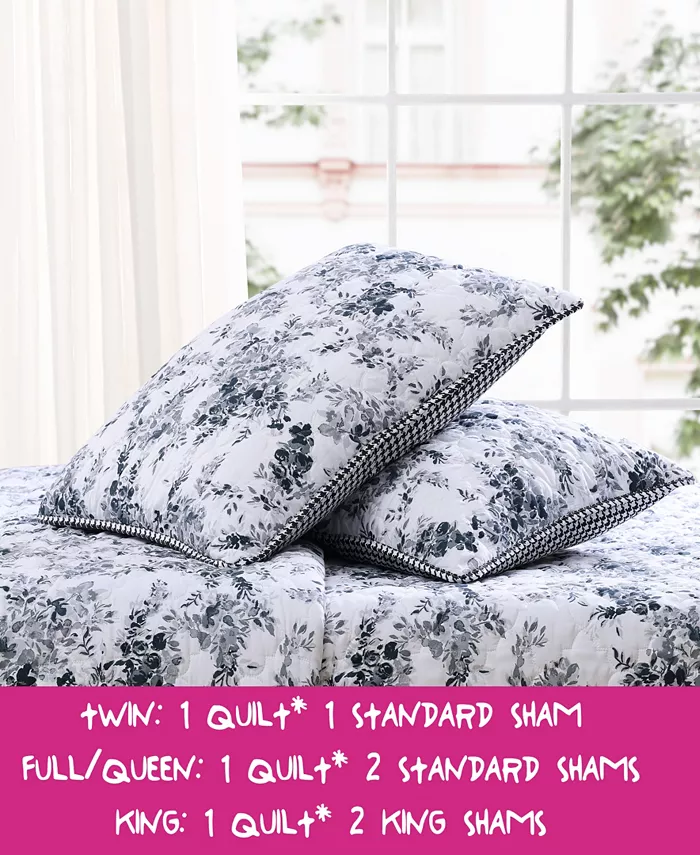 Betsey Johnson 2 Piece Floral Vineyard Quilt Set， Twin