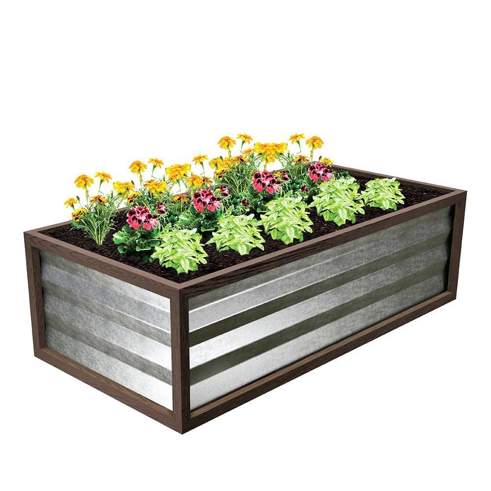 Cinch Smart Garden 48 in. x 24 in. x 12 in. Brown Composite with Galvanized Steel Raised Garden Bed 3053781