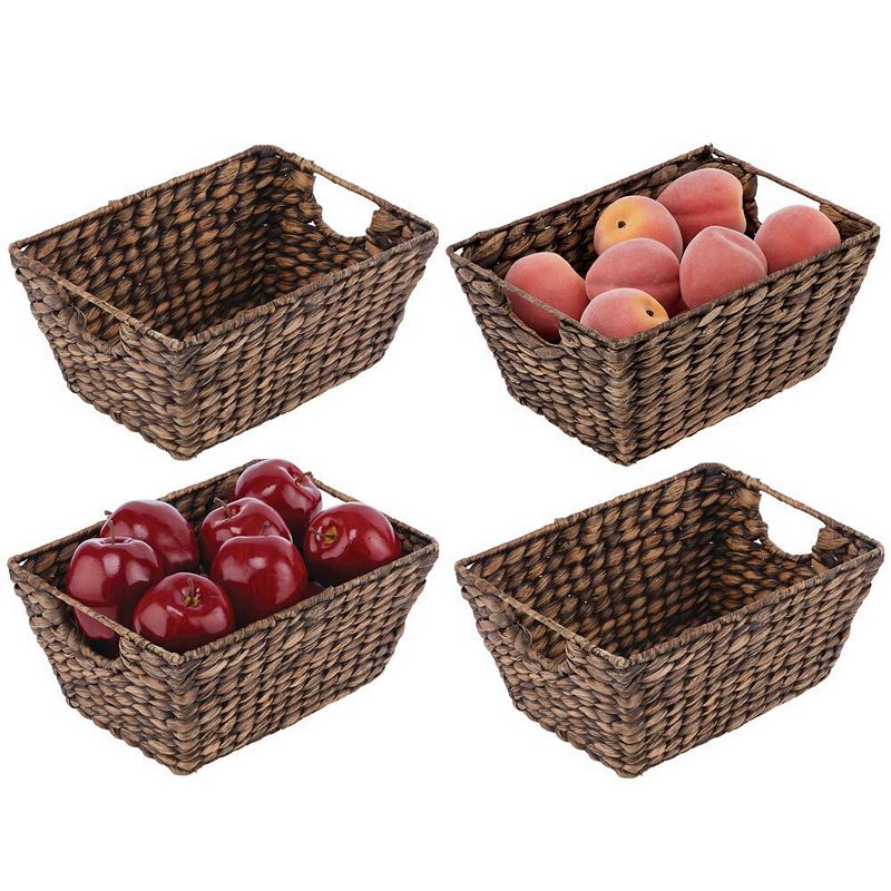 mDesign 12 x 9 x 6 Natural Hyacinth Stackable Pantry Bin Basket - 4 Pack