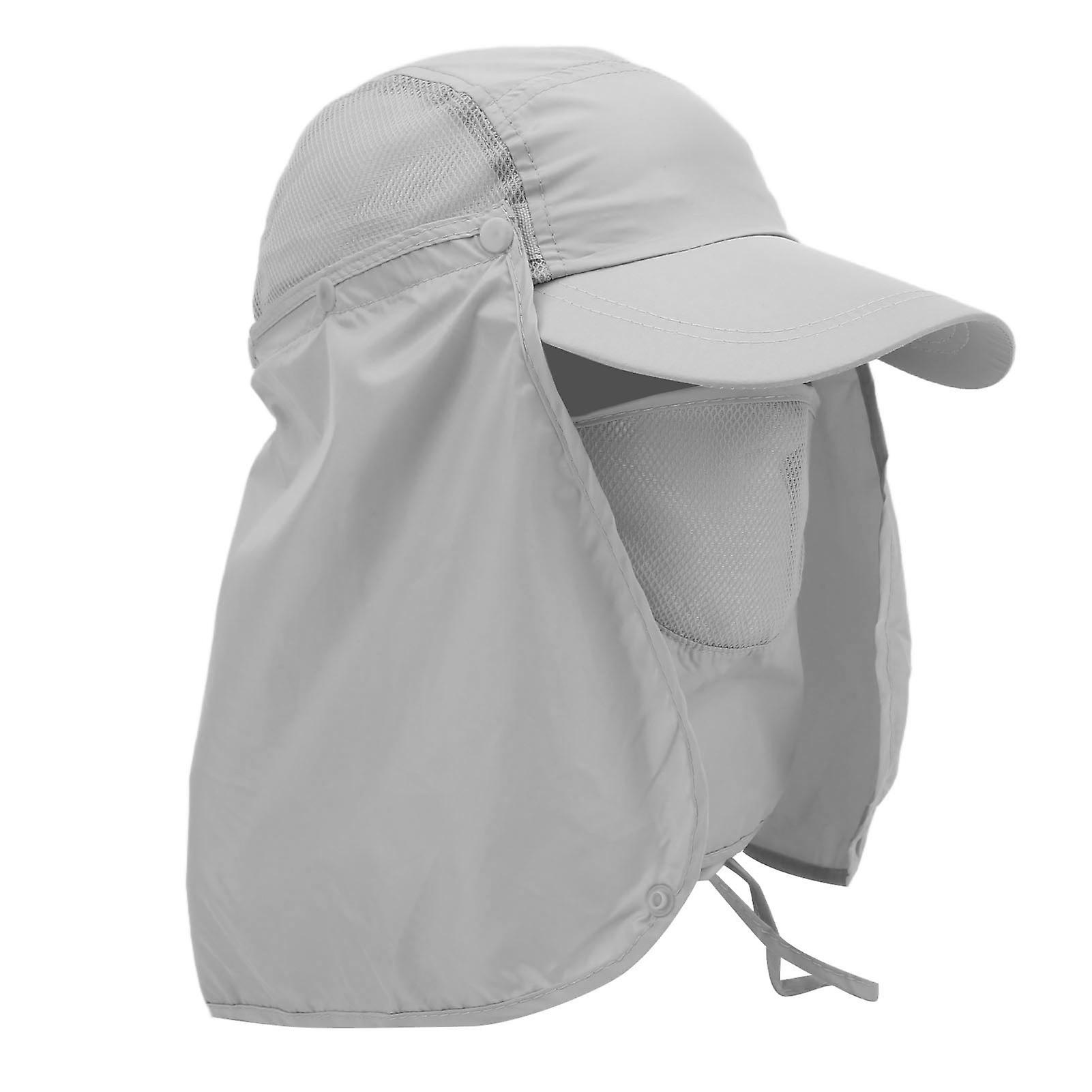 Sun Protection Hat Windproof Sand Prevent With Neck Cover For Outdoor Fishing Hiking Campinglight Gray