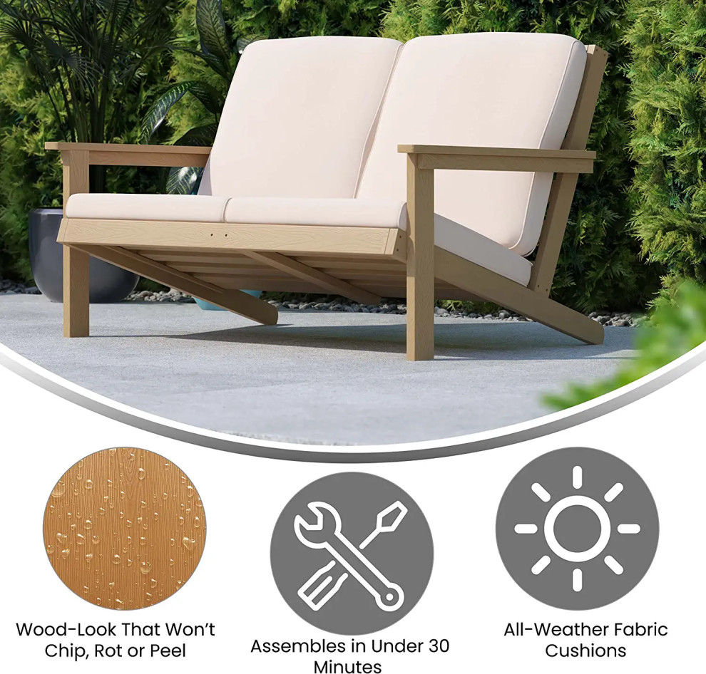 Contemporary Outdoor Loveseat  Adirondack Design  ampCushioned Seat   Transitional   Outdoor Loveseats   by Decor Love  Houzz