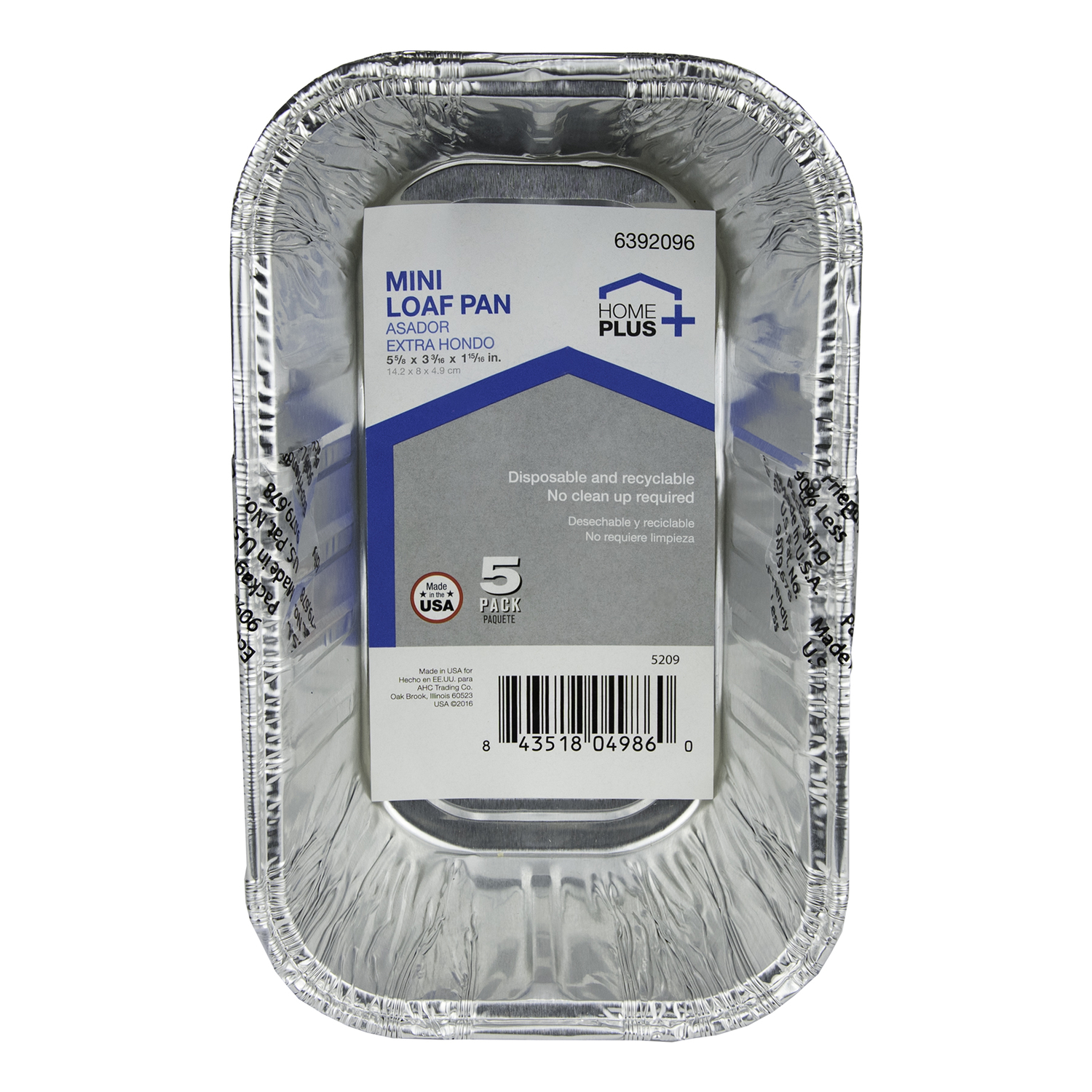 Home Plus Durable Foil 3-3/16 in. W X 5-5/8 in. L Mini Loaf Pan Silver 5 pk