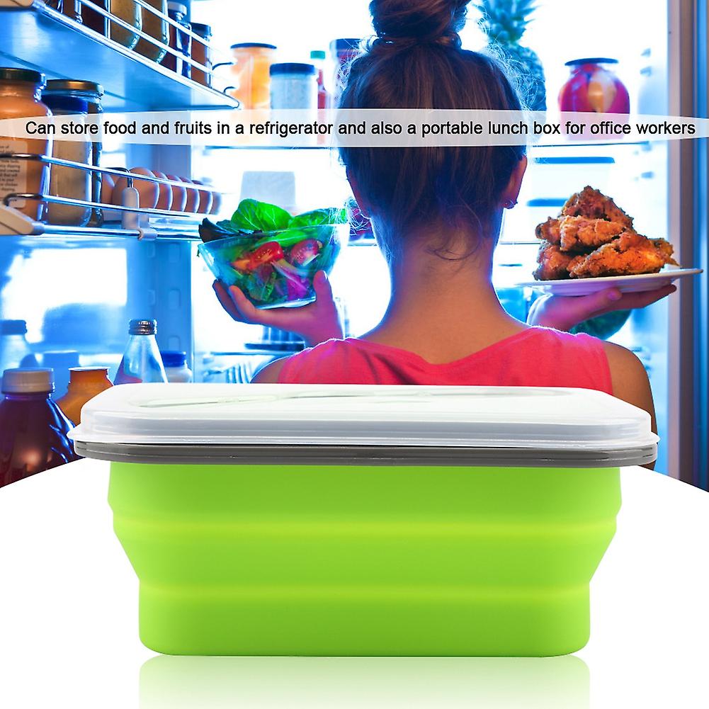 600ml Silicone Collapsible Portable Lunch Box Bowl Folding Food Storage Container Green