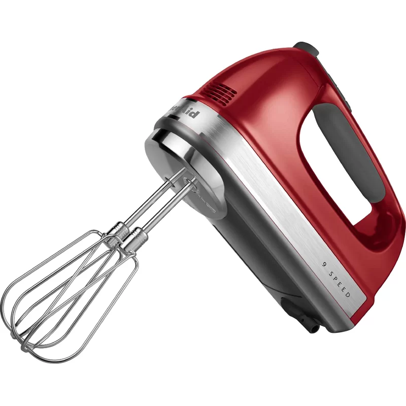 KitchenAid KHM926CA 9-Speed Digital Hand Mixer with Turbo Beater II Accessories and Pro Whisk - Candy Apple Red