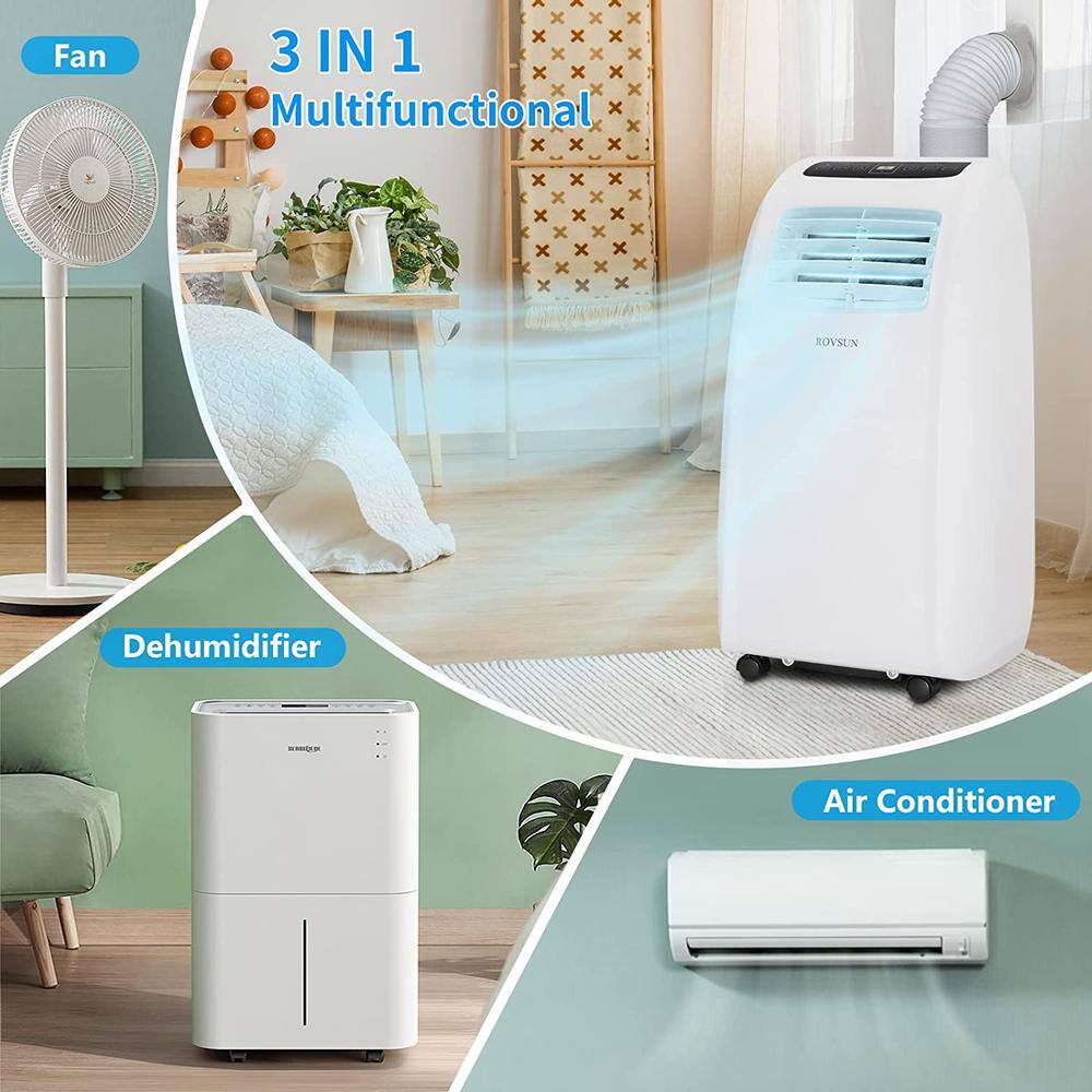 Karl home 8000 BTU 4550 BTU (DOE) Portable Air Conditioner with Dehumidifier in White 591246238253