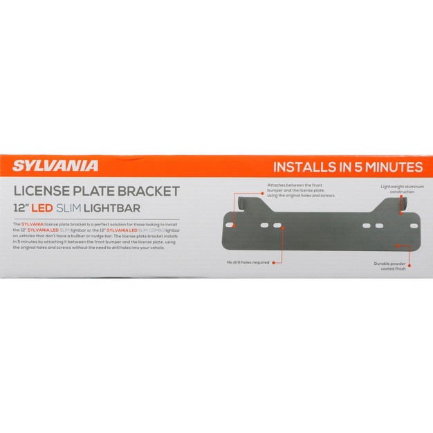 Sylvania License Plate Bracket For Led Off Road Light Bar Easy To Install Lightweight Aluminum Durable Powder Coated Finish No Drilling Required Slim12inbkt bx 1pc