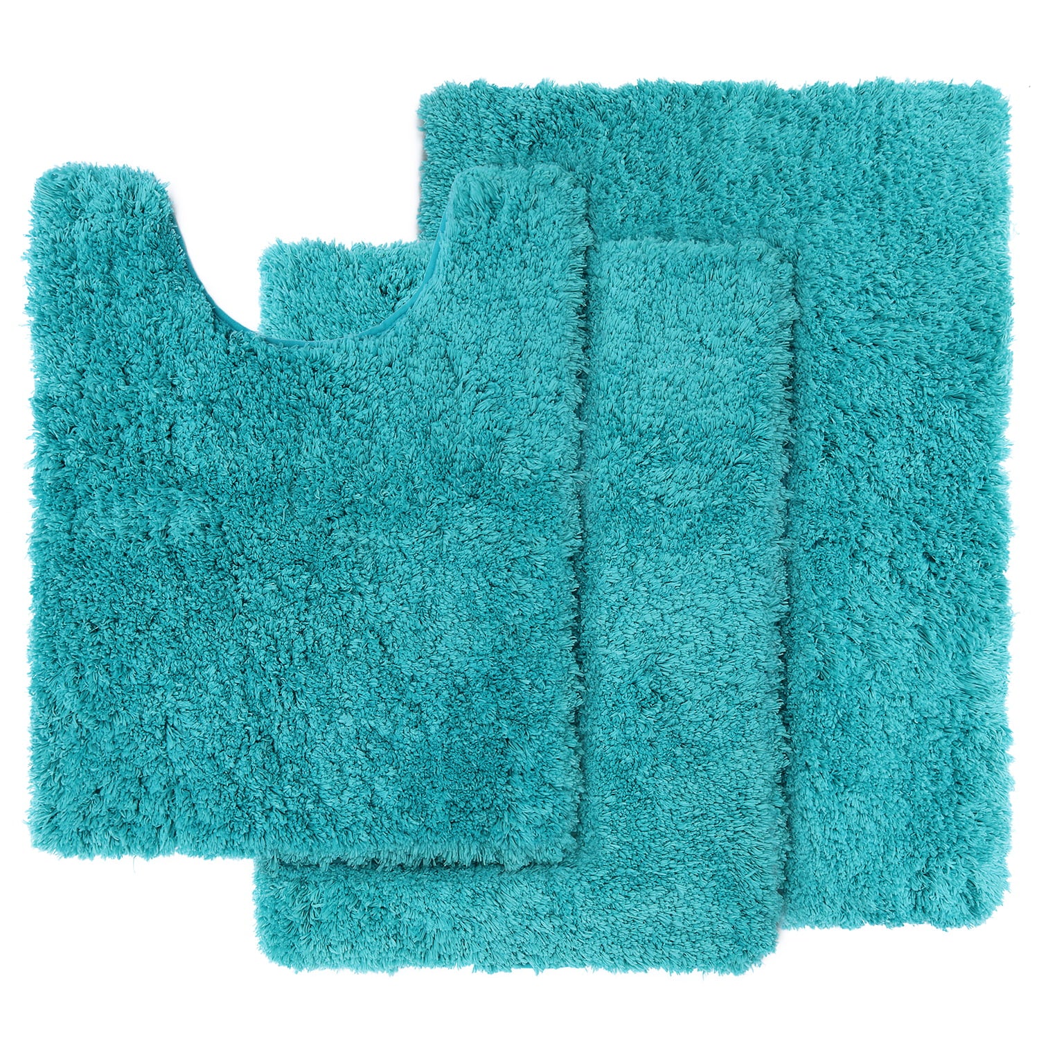 Clara Clark Set of 3 Absorbent Bath Mat Non-Slip Backing Rubber Bathroom Rugs， 17x24， 20x32， 32x48 Teal