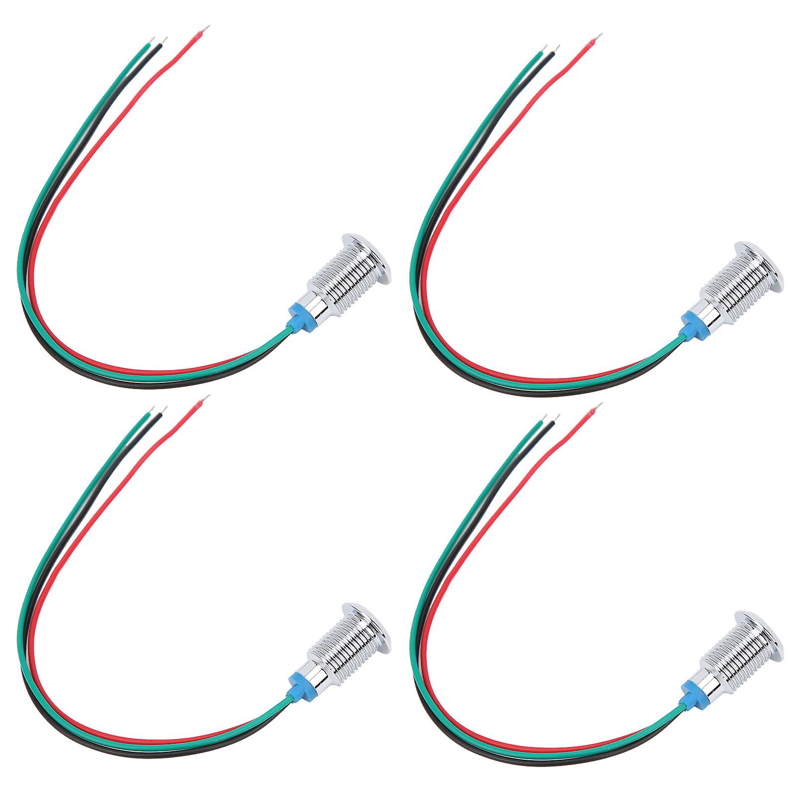 4 Sets PreWired Round LEDs Waterproof Dustproof 2-Color Common Cathode 10mm 110220V(Red and Green )