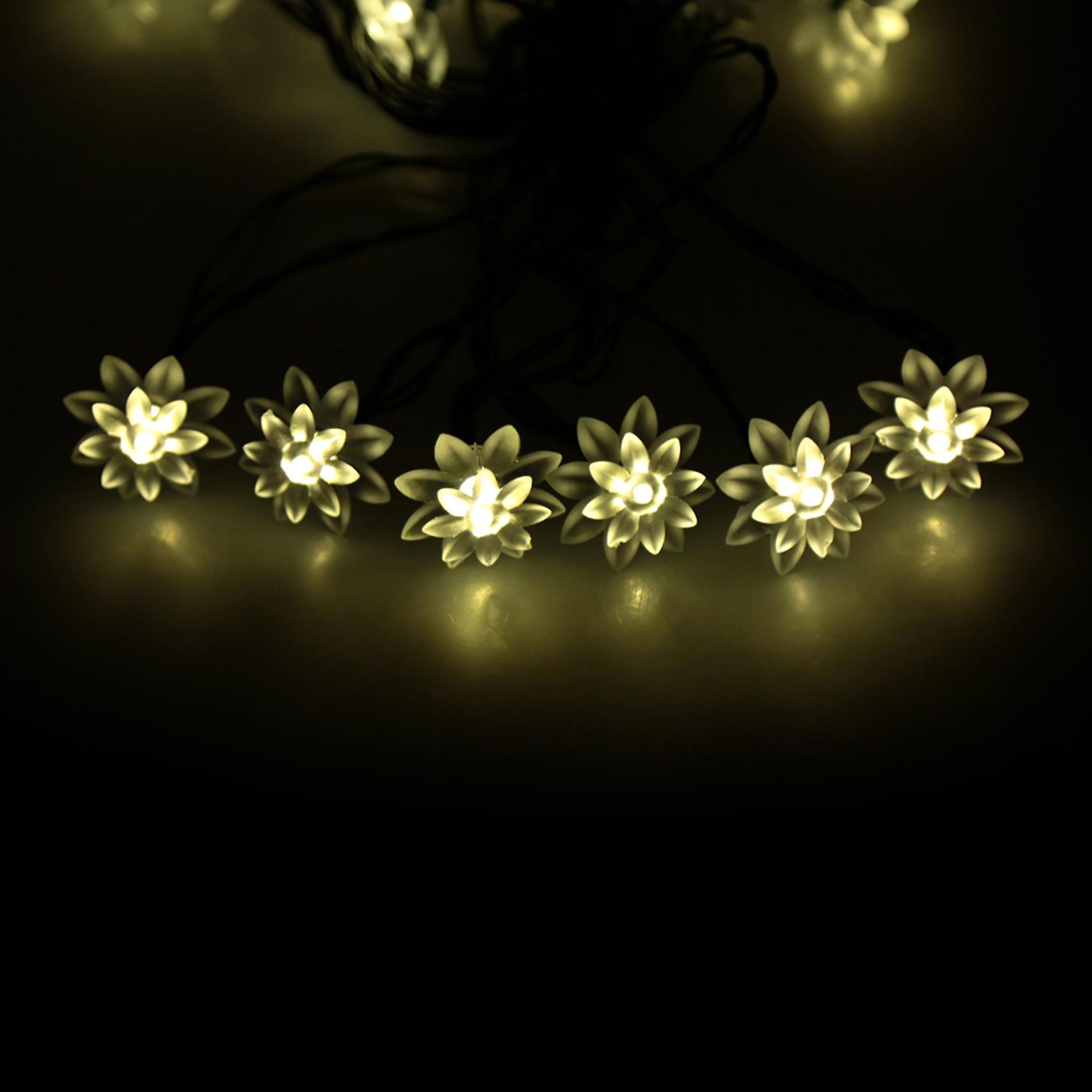 Solar Powered Energy 5m 20leds Warm White Flower String Fairy Light Outdoor Lamp 2 Diverse Lighting Effects Built-in 600mah High Capacity Rechargeable