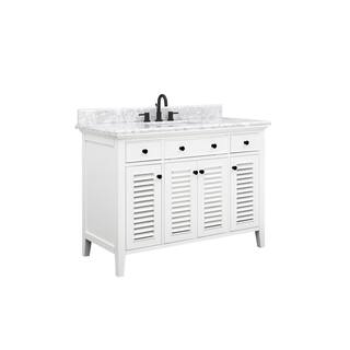 Home Decorators Collection Fallworth 49 in. W x 22 in. D x 35 in. H Bathroom Vanity in White with Carrara White Marble Top 19115-VS49-WT