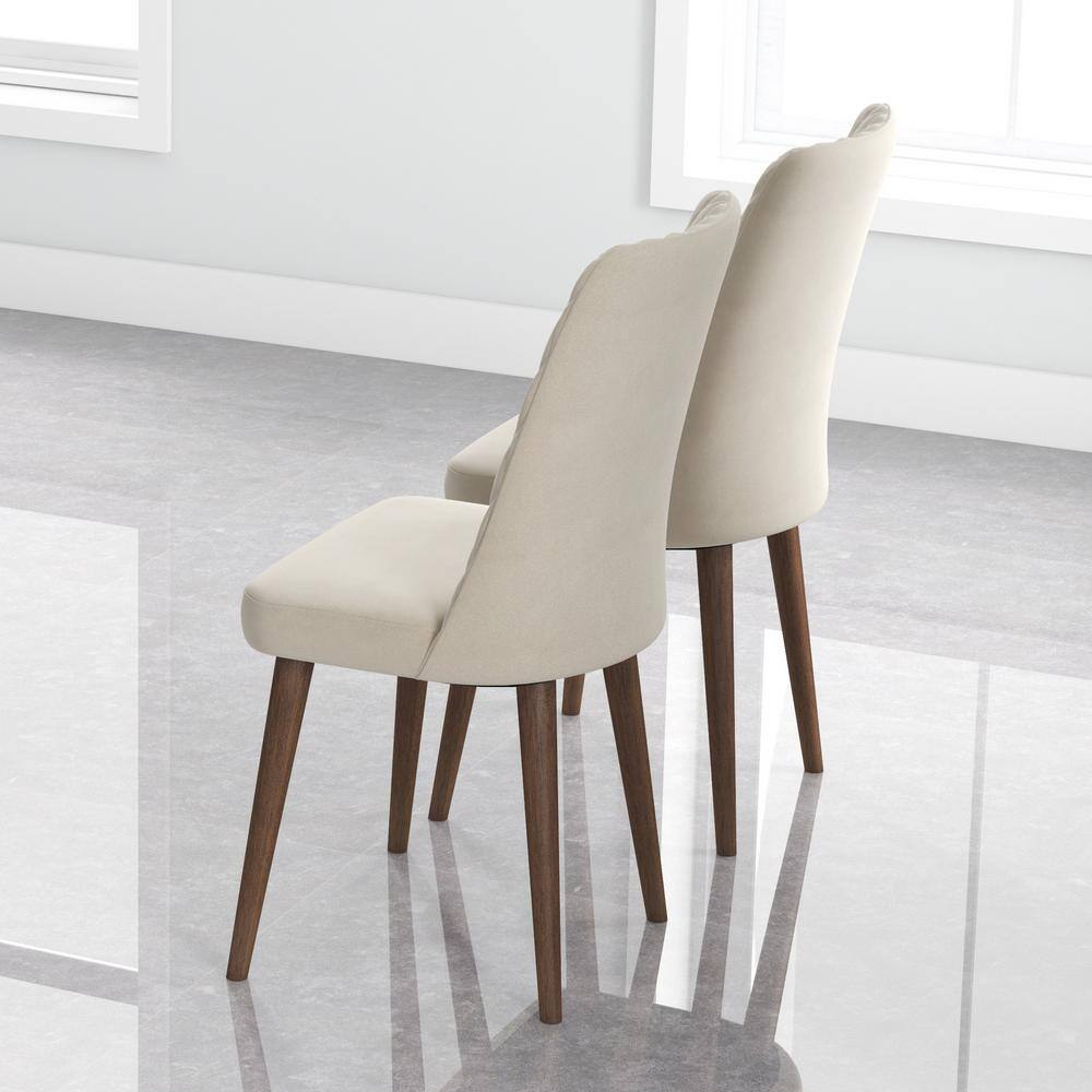 Ashcroft Imports Furniture Co. Ellen Mid-Century Modern Beige Velvet Dining Chair (Set of 2) DCHR-EVE-BEI