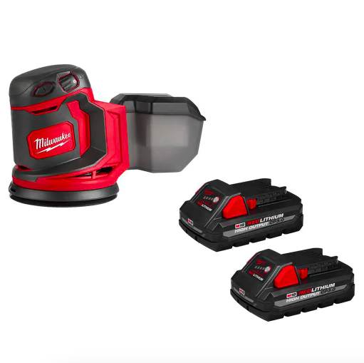 Milwaukee M18 18-Volt Lithium-Ion Cordless 5 in. Random Orbit Sander with Two 3.0 Ah Batteries (2648-20-48-11-1837)