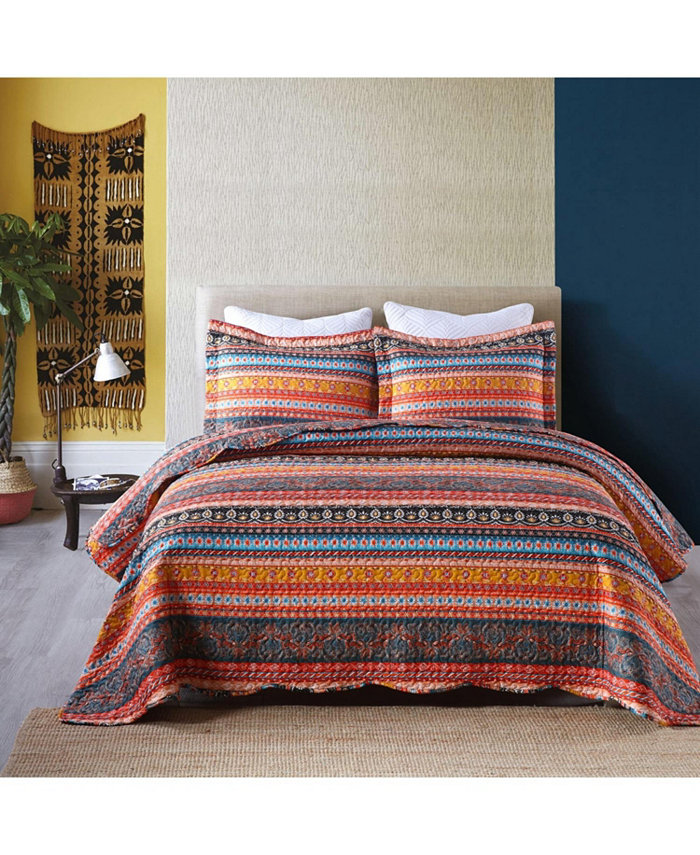 MarCielo 3 Pcs Bohemian Quilt Bedspread Set Boho By012 - King