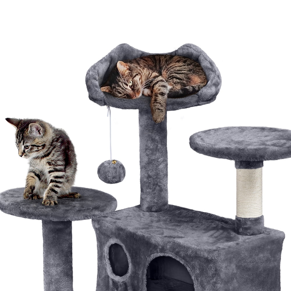 Yaheetech 54''H Cat Tree Condo with Scratching Post Tower， Dark Gray