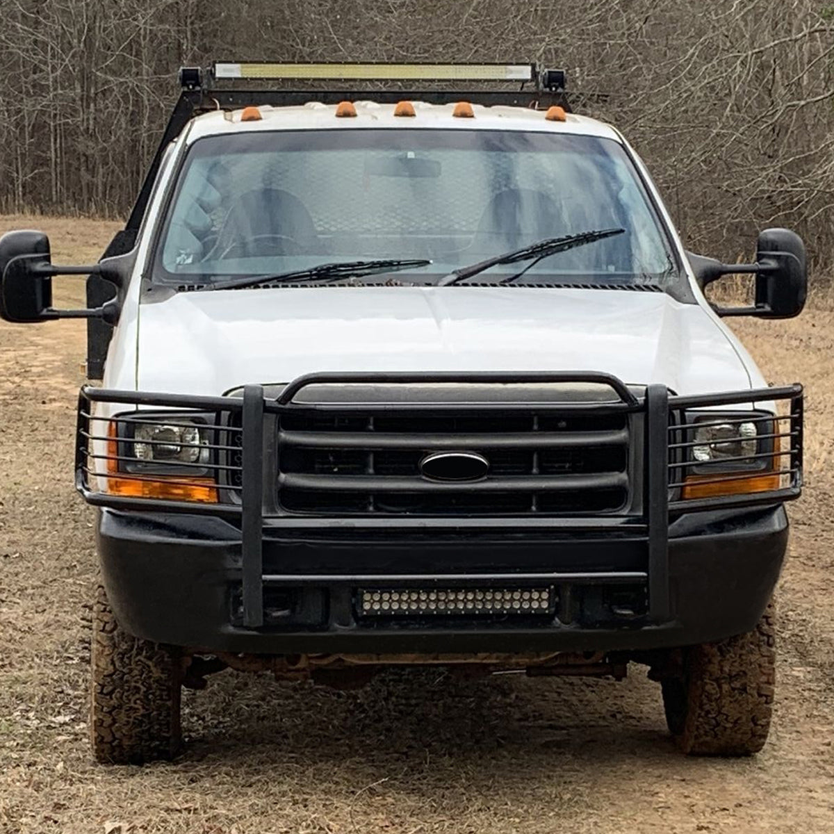 HECASA Front Grille Guard Bumper Brush for 99-2007 Ford F250 F350 F450 F550 Super Duty and 2000-2006 Excursion Steel  Protection