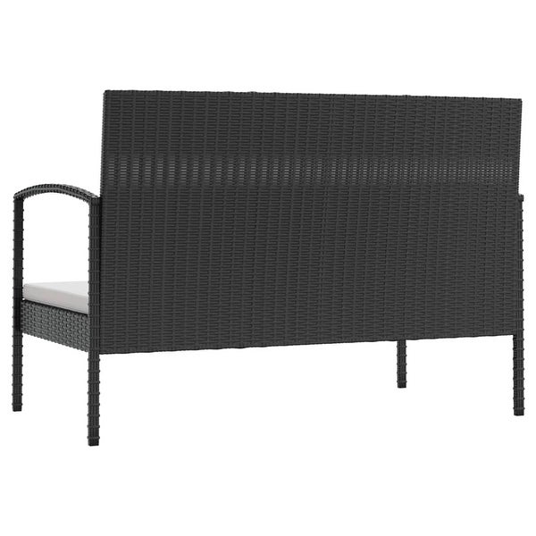 16 Piece Patio Lounge Set with Cushions Poly Rattan Black