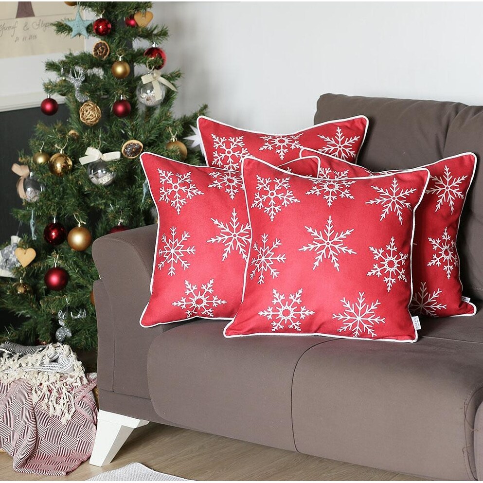 Christmas Snowflakes Throw Pillow Covers (Set of 4)