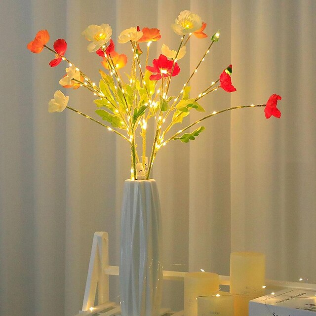 3PCS Flower Design Decoration Light Modern Plastic Fake Flower Design Decorative Light For Home Decoration