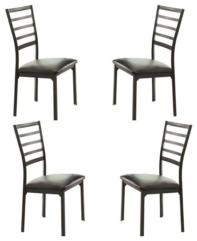 Pemberly Row 19 quotTransitional Metal Dining Side Chair in Black (Set of 4)   Transitional   Dining Chairs   by Homesquare  Houzz