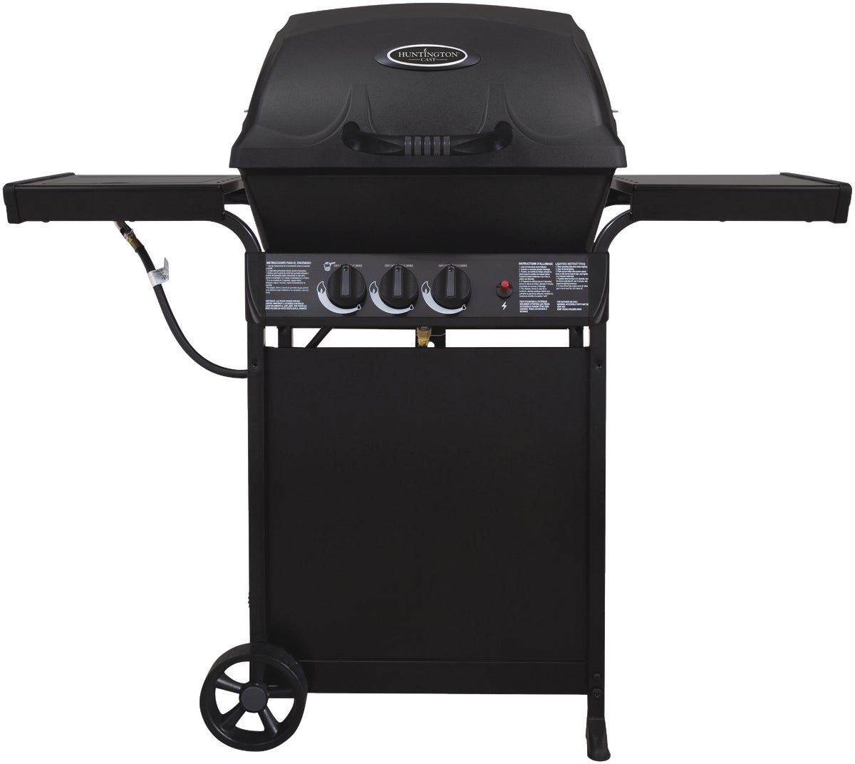 Huntington 2-Burner LP Gas Grill with Side Burner Black