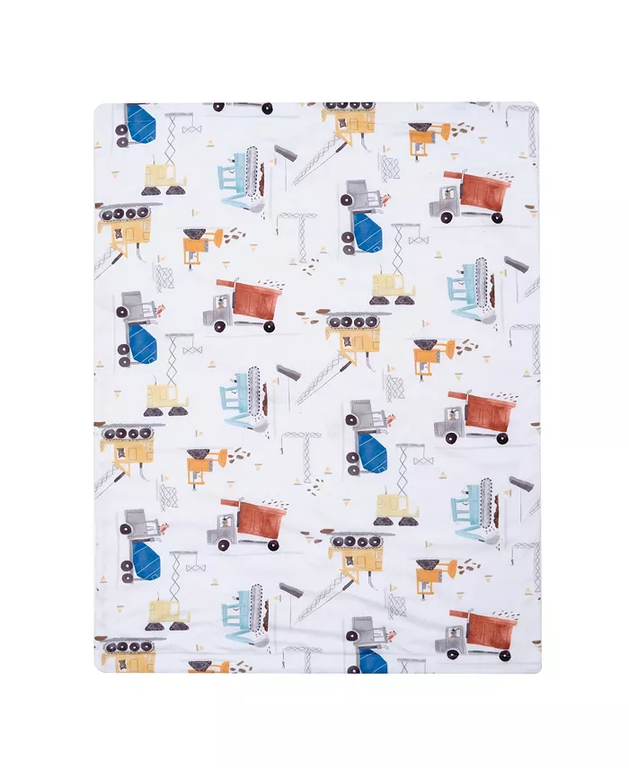 Bedtime Originals Construction Zone White Cozy Fleece Trucks Baby Blanket