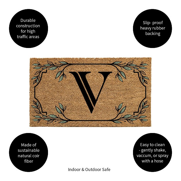 X 16 quot Monogram Coir Mat Letter quot v quot