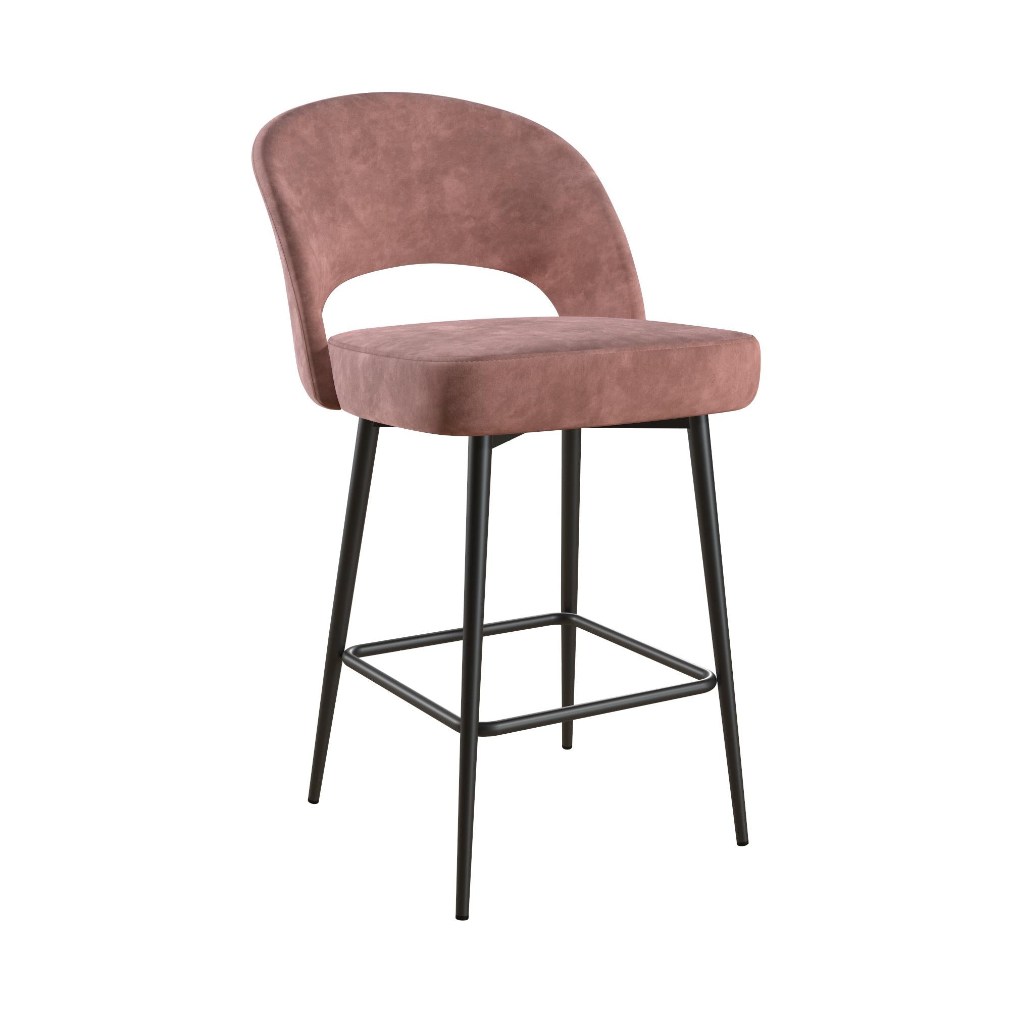 CosmoLiving by Cosmopolitan Alexi 24Counter Height Bar Stool， Dark Blush Pink Velvet