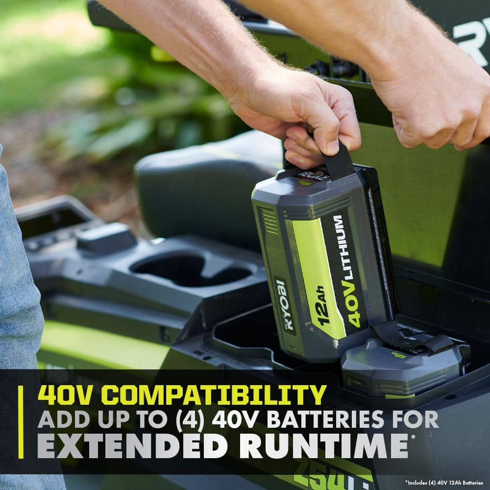 RYOBI 80V HP Brushless 54 in. Battery Electric Cordless Zero Turn Riding Mower (3) 80V Batteries (4) 40V Batteries and Charger RYRM8034