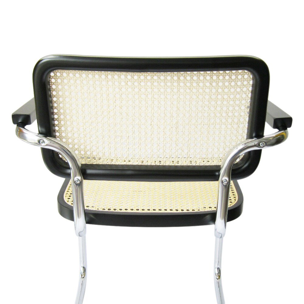 Breuer Chair Company Cesca Cane Arm Chair in Chrome and Black