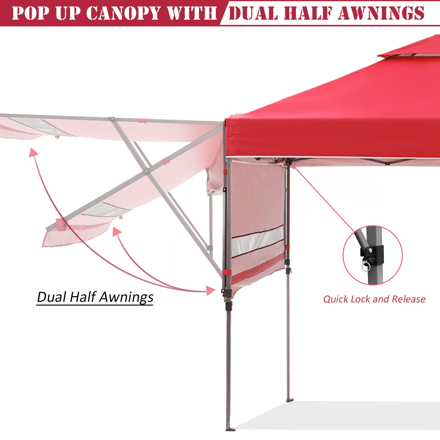 Outdoor Basic 10x17 ft 2-Tier Pop up Canopy Tent, Instant Canopy Shelter with Ventilation, Red