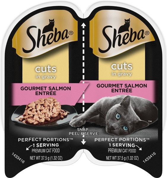 Sheba Perfect Portions Grain-Free Gourmet Salmon Cuts in Gravy Entree Cat Food Trays