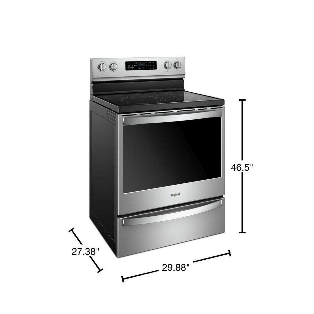 Whirlpool 6.4 cu. ft. Electric Range in Fingerprint Resistant Stainless Steel with Frozen Bake Technology WFE775H0HZ