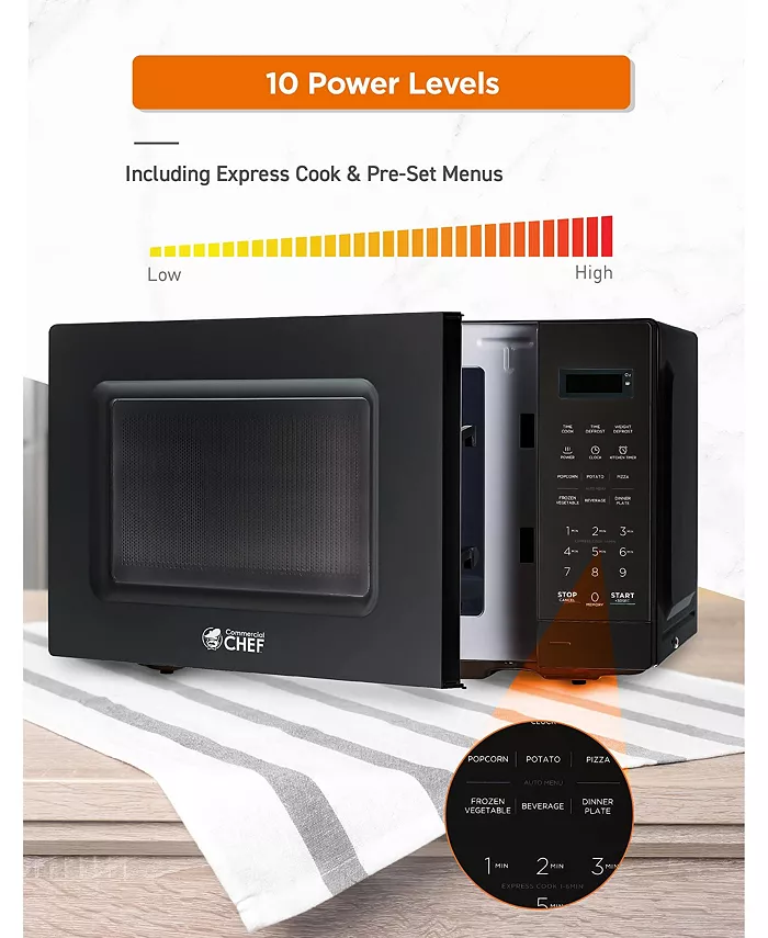 Commercial Chef 0.7 Cu. Ft. Counter Top Microwave Black