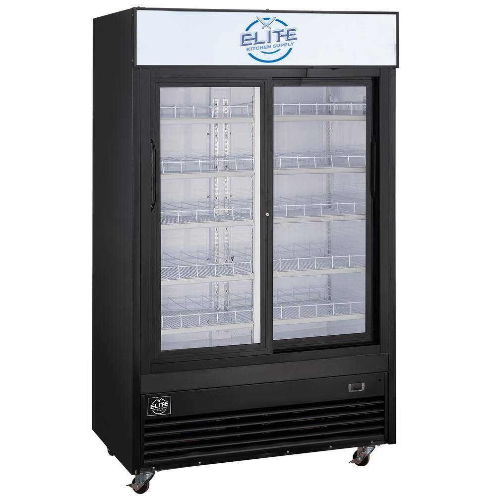 Elite Kitchen Supply 33.3 cu. ft. Commercial Merchandiser Refrigerator with Sliding Glass Doors in Black EKS-ESM41SR