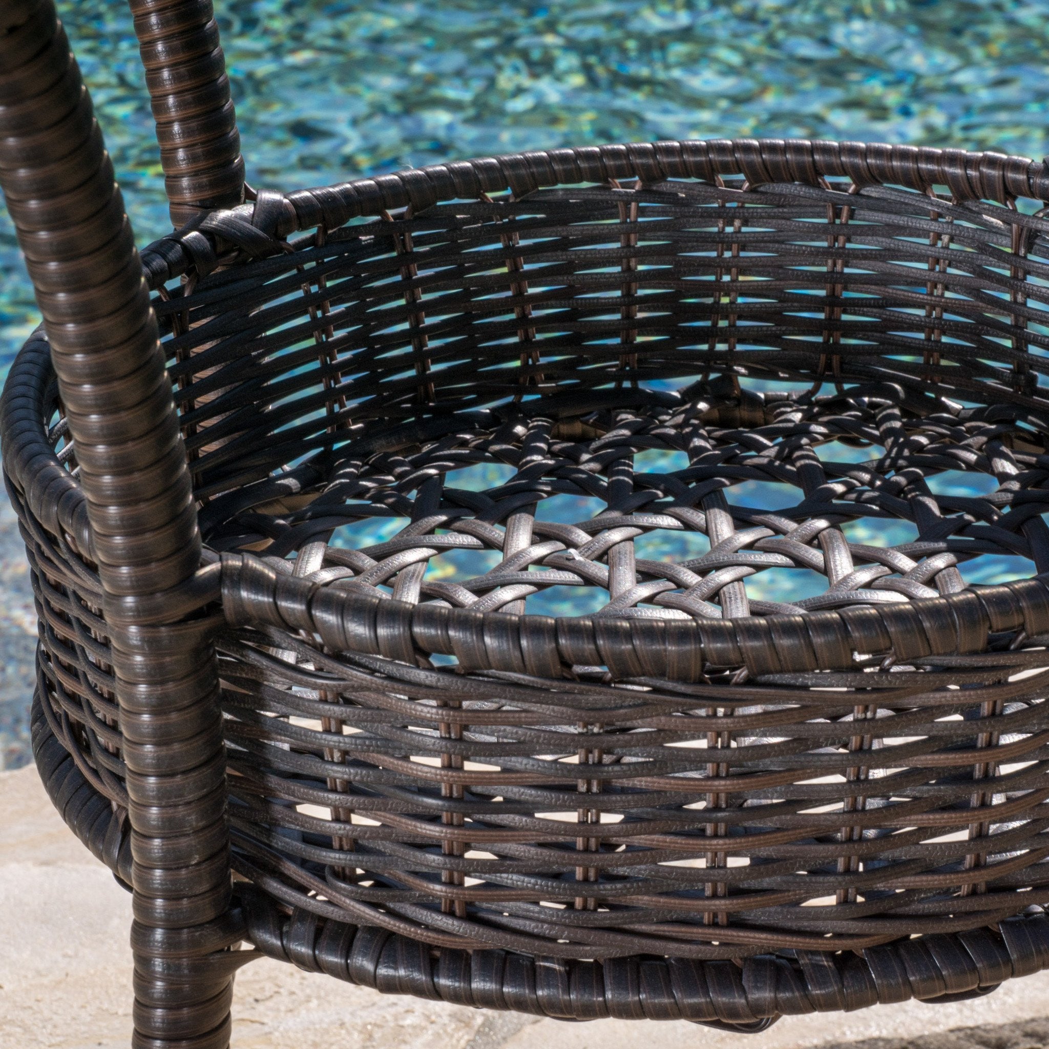 Dana Outdoor 3-Piece Multi-Brown Wicker Bistro Set with Tempered Glass Top