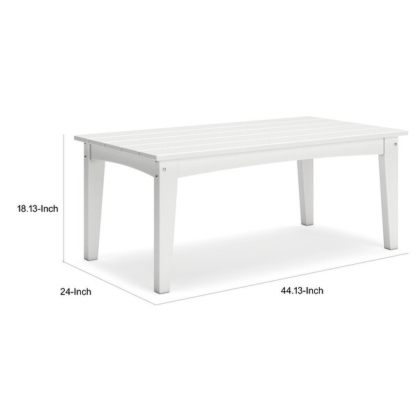 Fini 44 Inch Outdoor Coffee Table，Slatted Top，Modern Style，White Finish