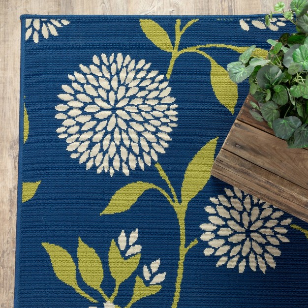 Cozumel Floral Patio Rug Blue green