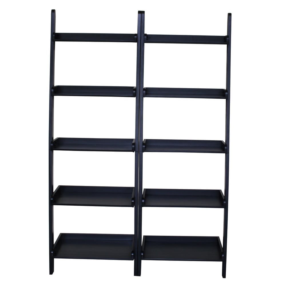 Solid Wood Lean to 5 tier Shelf Unit Set (Set of 2)