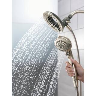 Delta In2ition 5-Spray Patterns 1.75 GPM 6.81 in. Wall Mount Dual Shower Heads in Spotshield Brushed Nickel 75583CSN