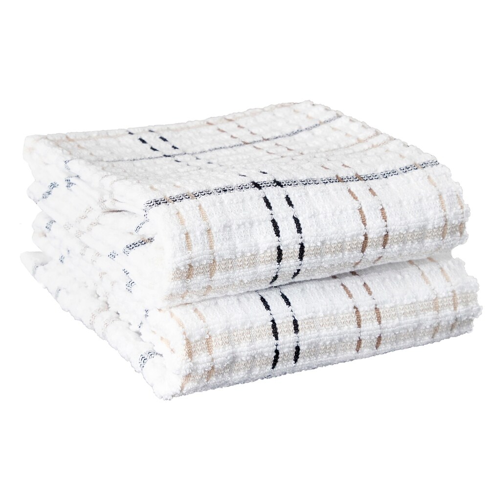 Royale Check Latte Cotton Kitchen Towels (Set of 2)