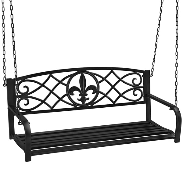 Easyfashion Hanging Iron Porch Swing - Black