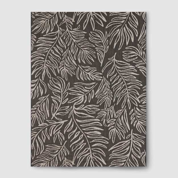 5 x27 3 quot x7 x27 Leaves Outdoor Rug Black