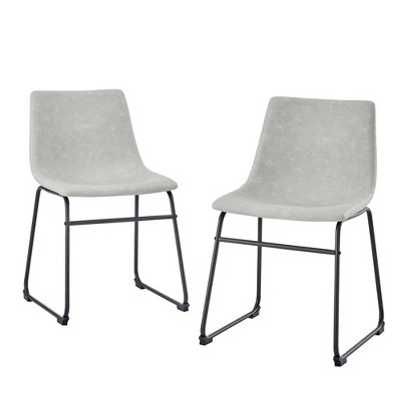 Set of 2 Laslo Modern Upholstered Faux Leather Dining Chairs Gray - Saracina Home