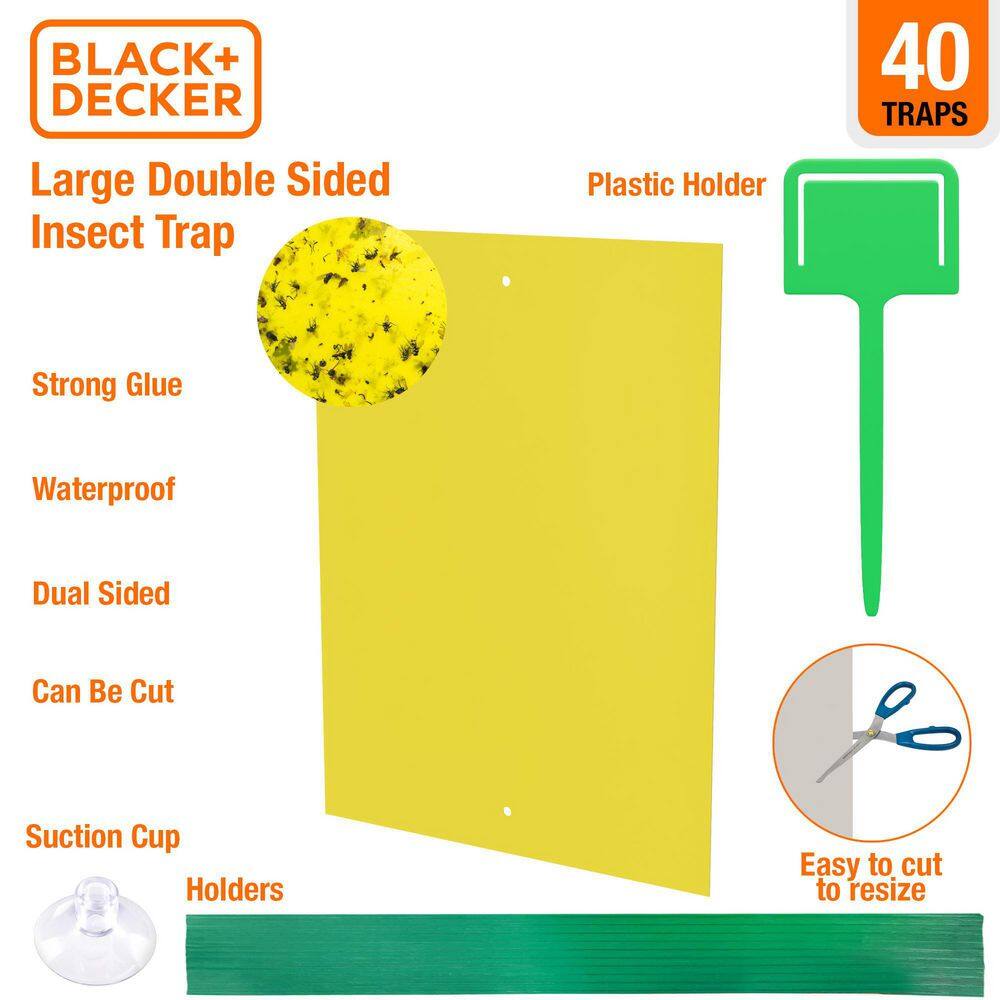 BLACK+DECKER Fruit Fly Traps for Indoors and Fly Traps Outdoor- Dual- Sided Yellow Mosquito and Fly Trap Sticky Traps (40-Pack) 2pk-BDXPC810