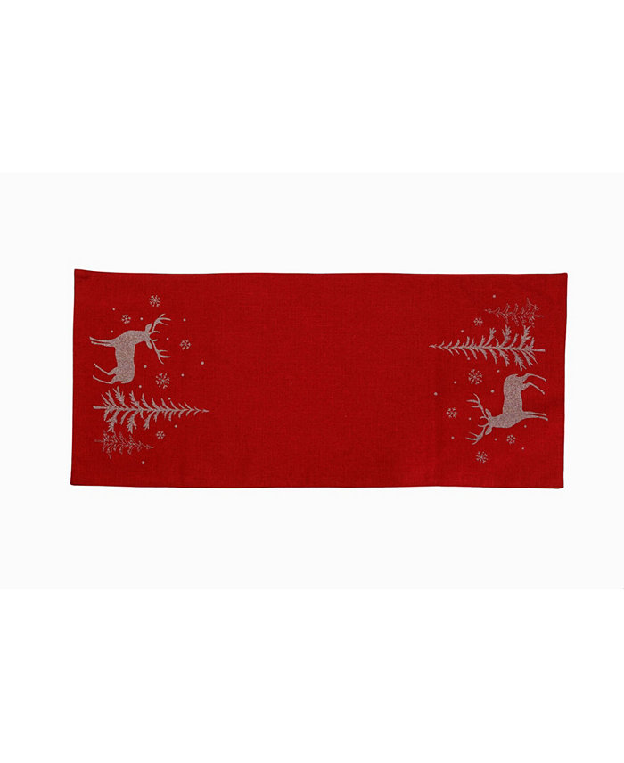 Manor Luxe Deer In Snowing Forest Double Layer Christmas Table Runner