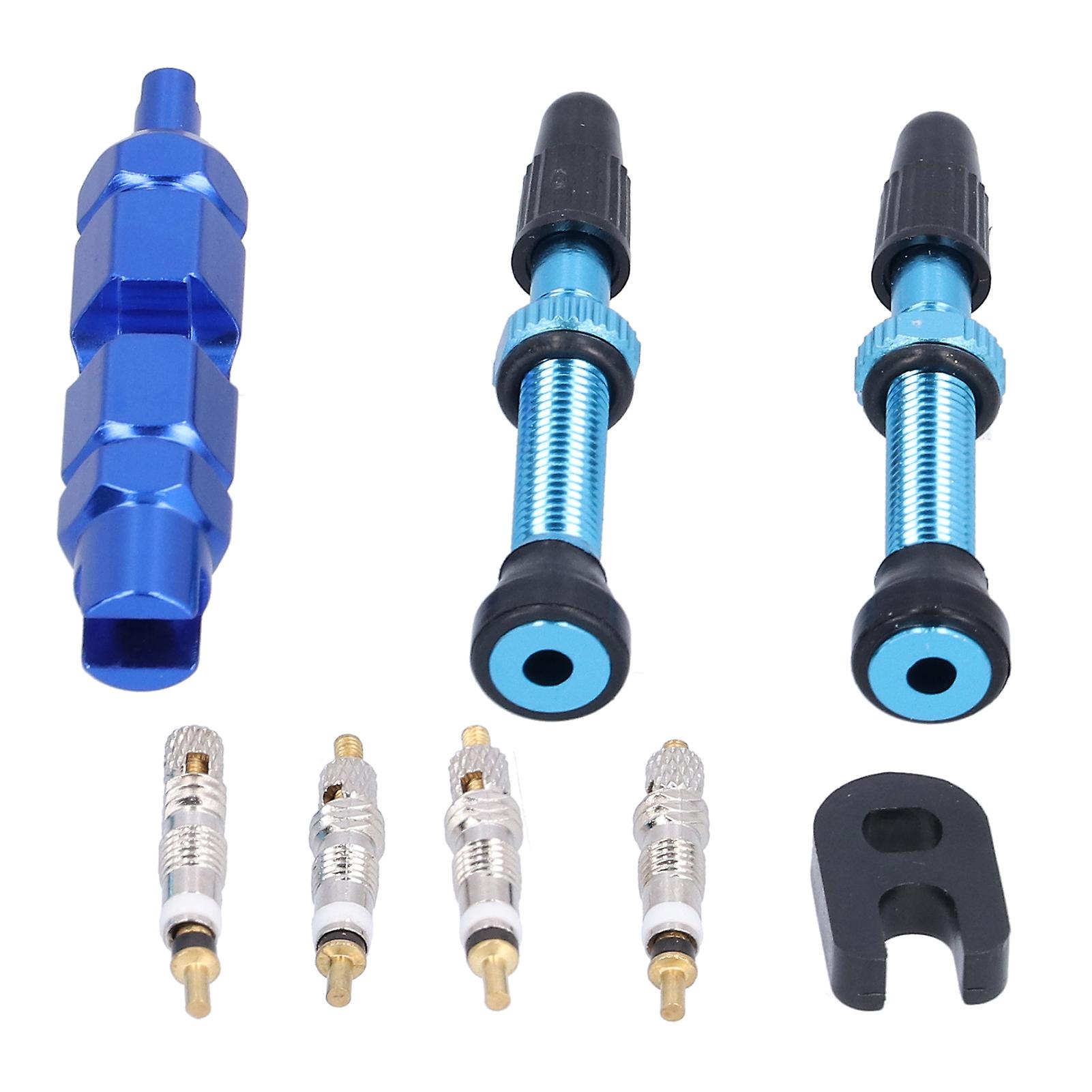 1.6in Tubeless Valve Stem French Type Aluminum Alloy Accessories For Road Bicycles Mountain Bikesblue